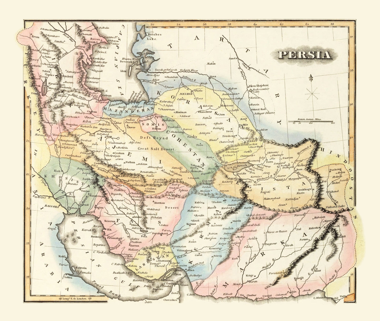 Vintage Map of Persia, 1823