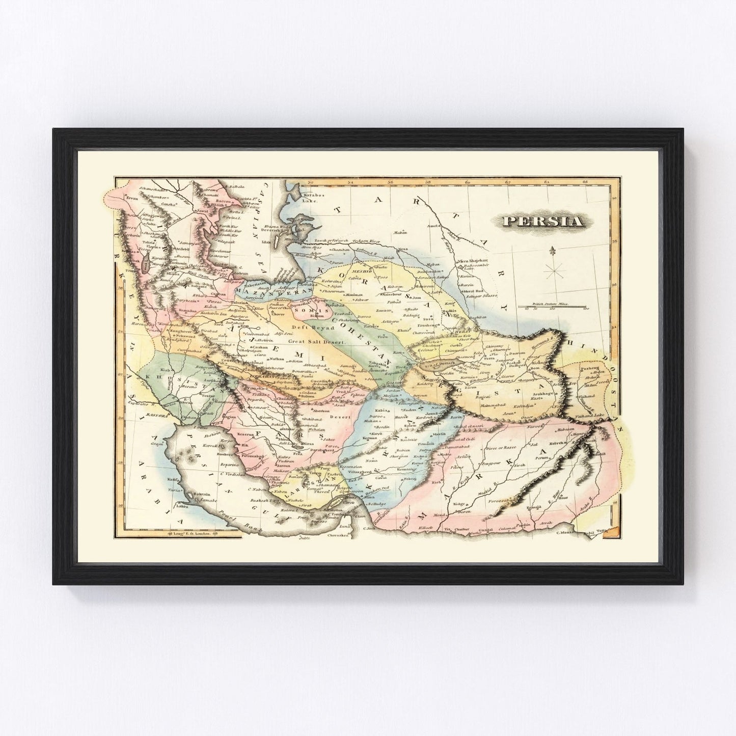 vintage map of Persia, 1823