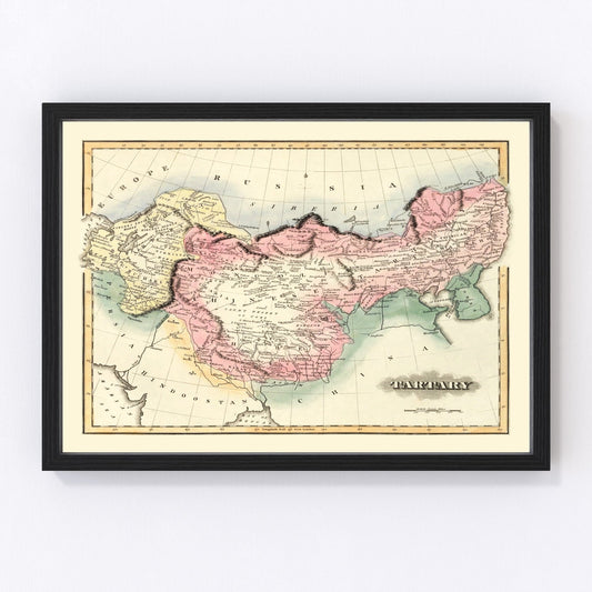 Vintage map of China, 1823, second edition, digitally restored