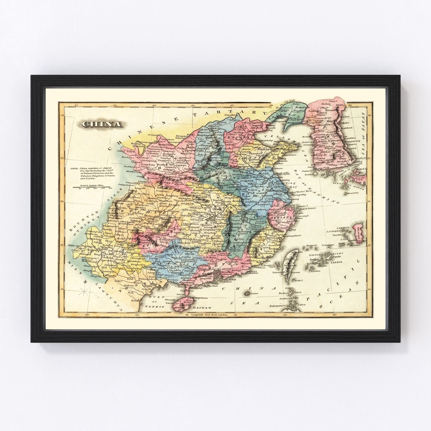 Vintage map of China, 1823, first edition, digitally restored