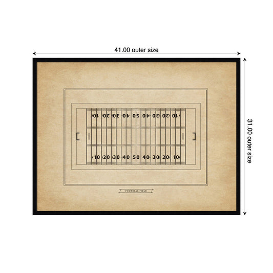 Vintage Sports Football Field Diagram Horizontal by The Creative Bunch Studio Framed Wall Art Print