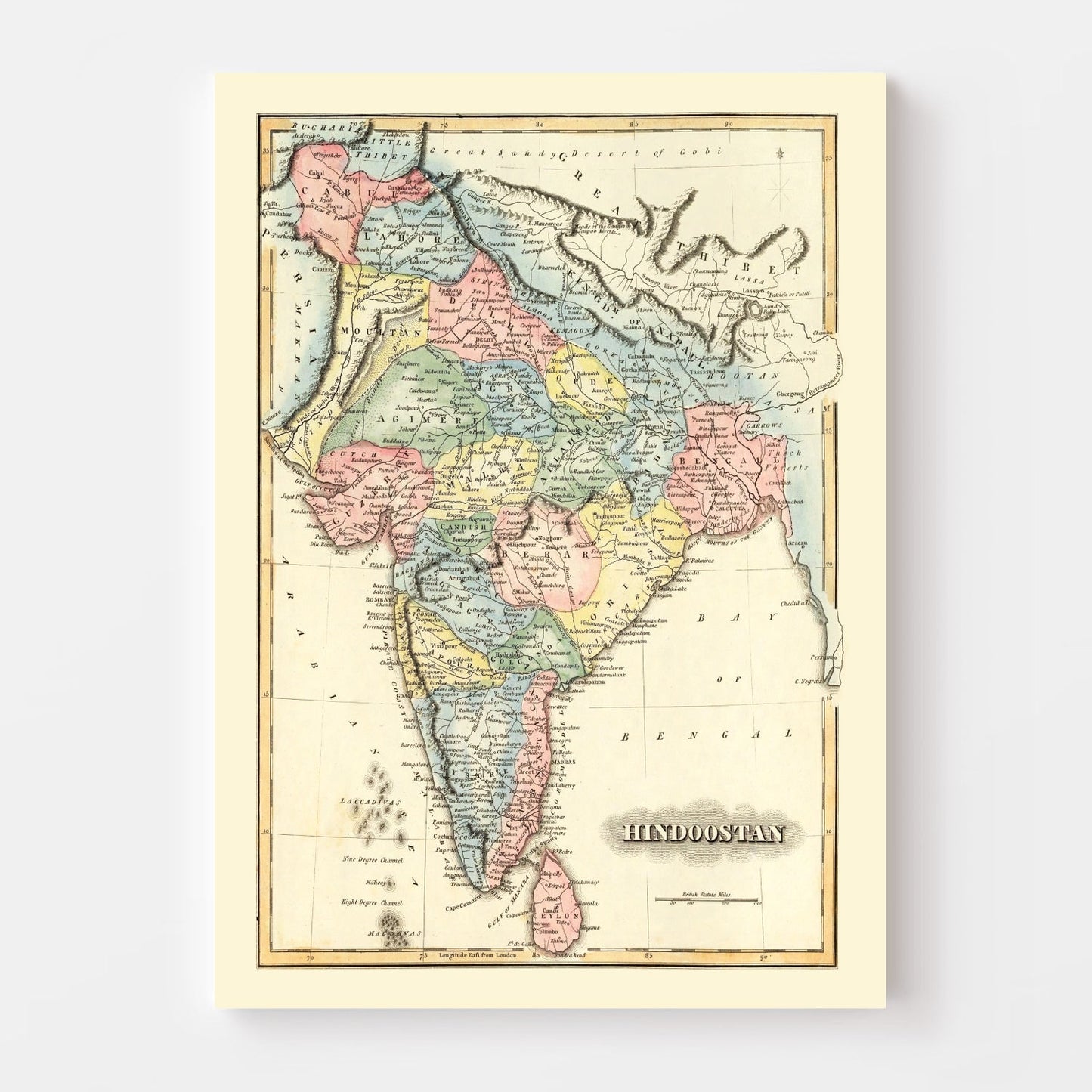 Vintage Map of India, 1823