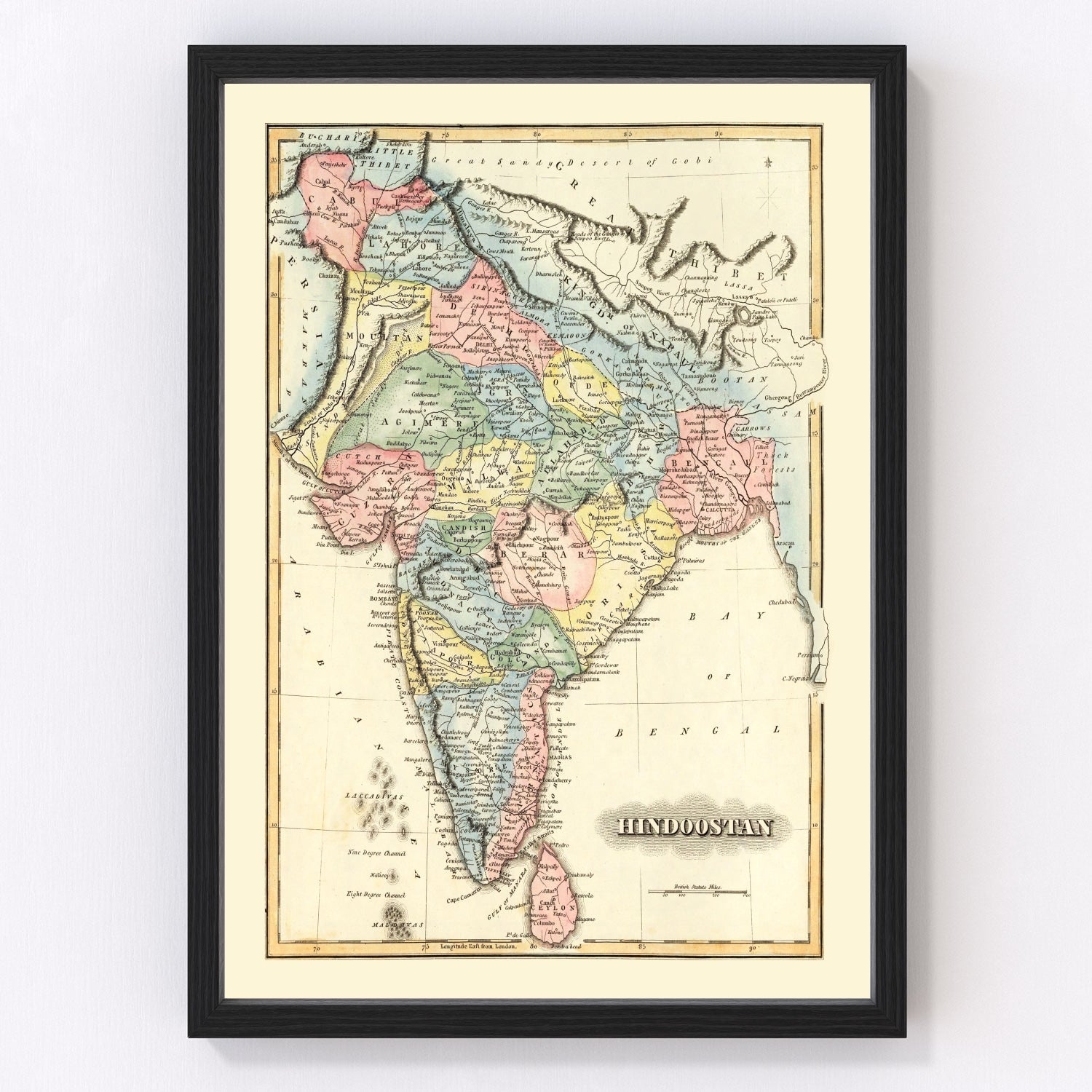 Vintage map of India, 1823