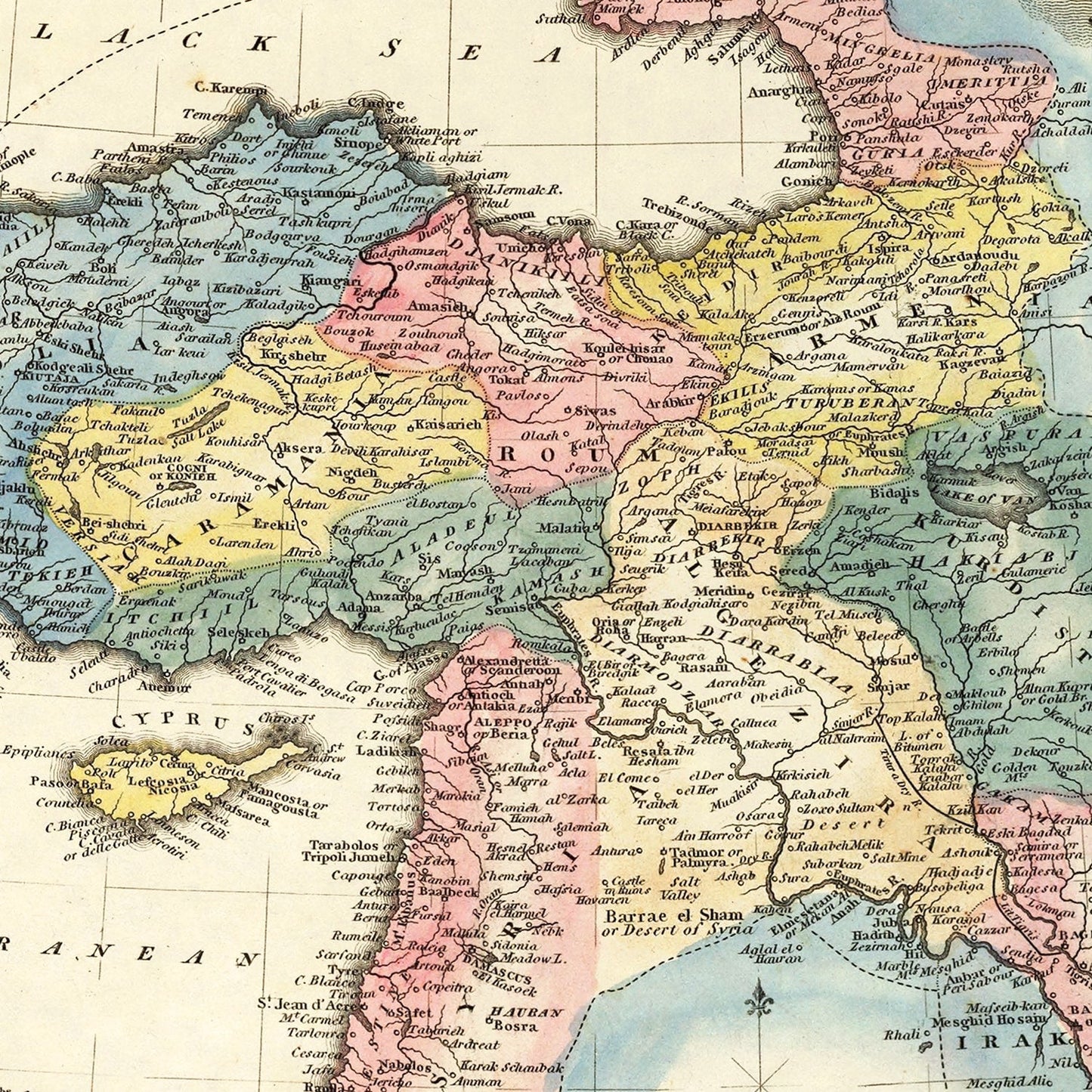 Vintage Map of Turkey, 1823 II