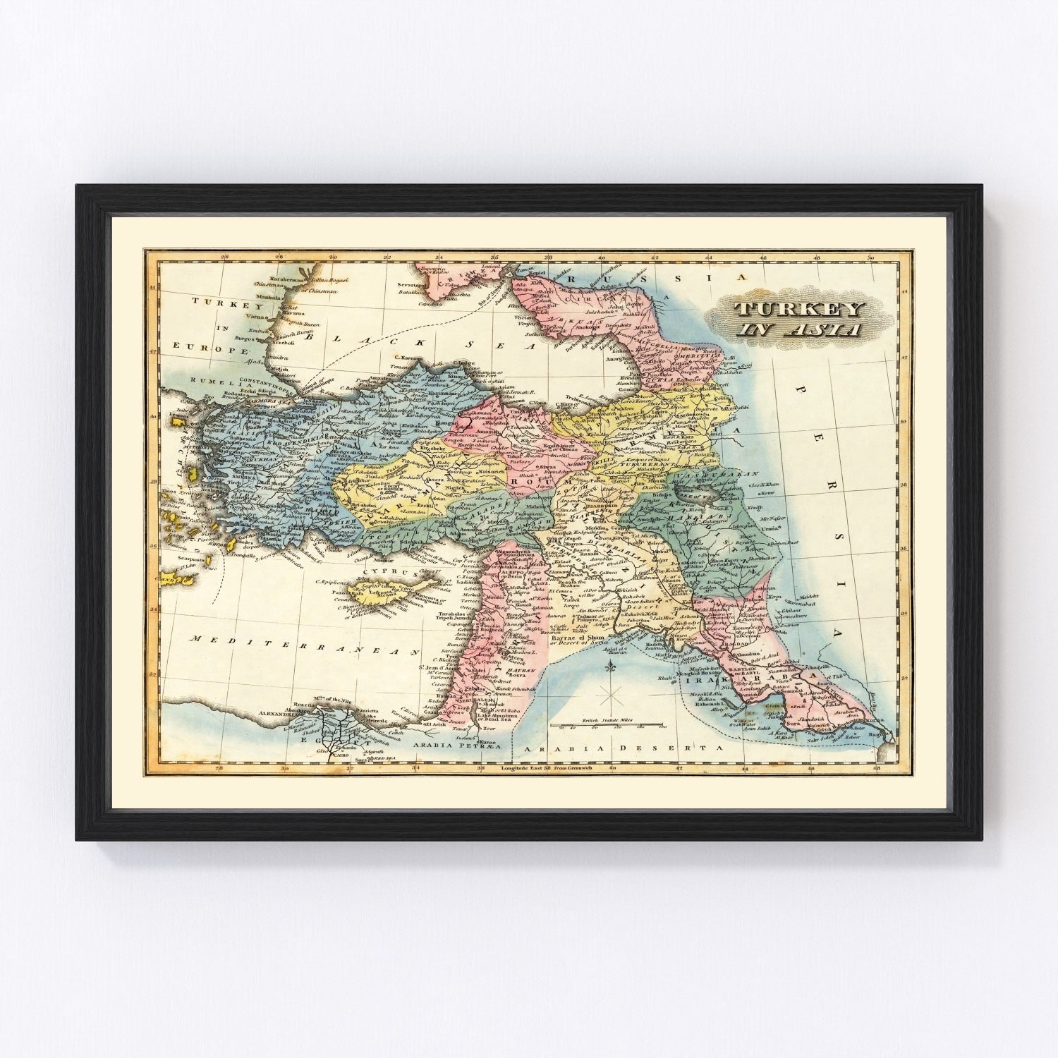 vintage map of Turkey, 1823
