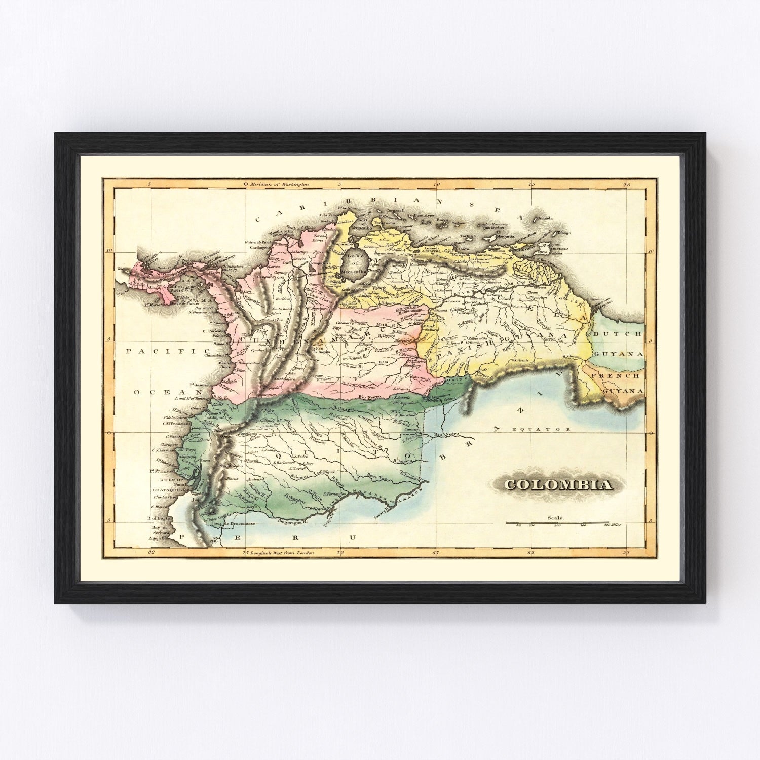 Vintage map of Colombia, 1823