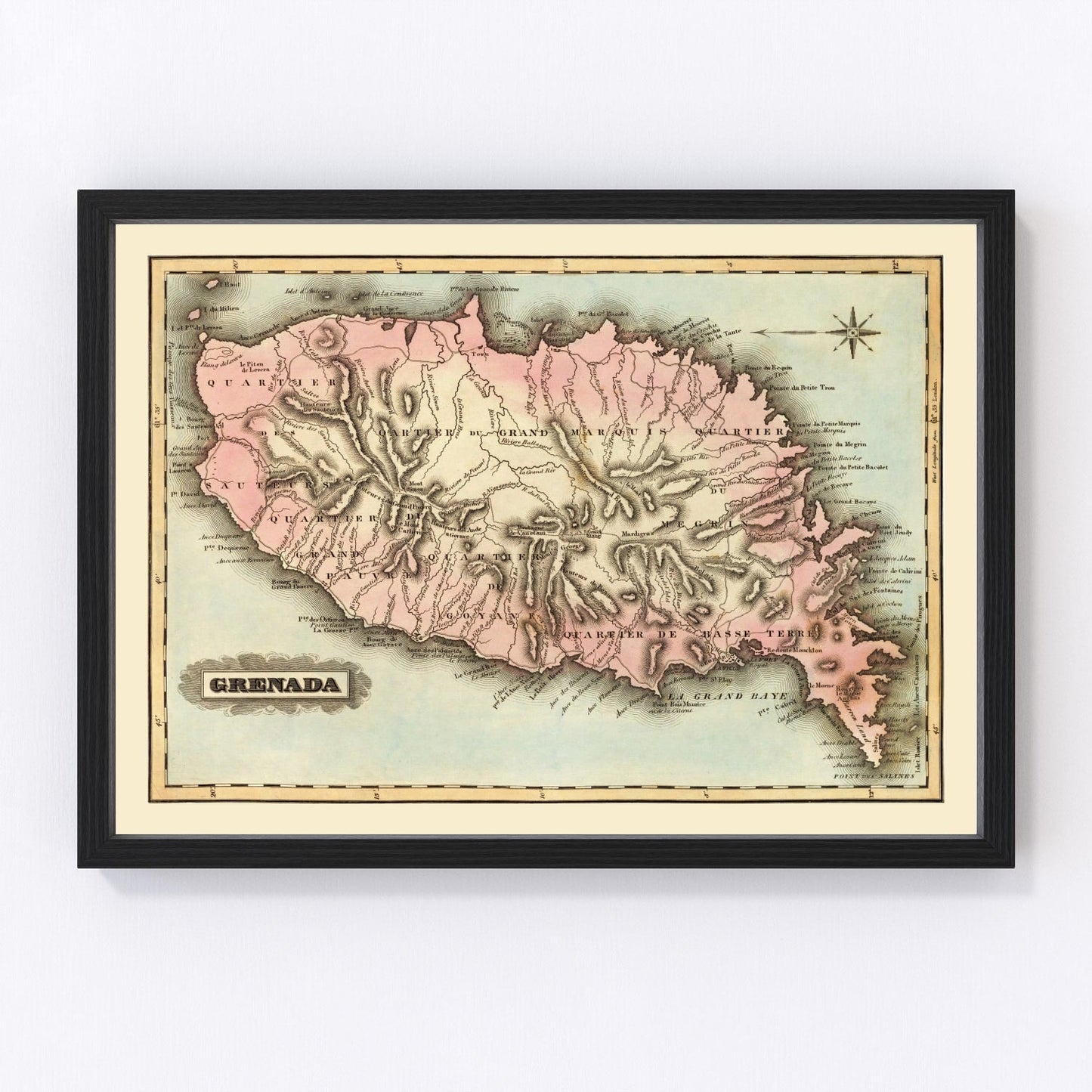 Vintage map of Grenada, 1823
