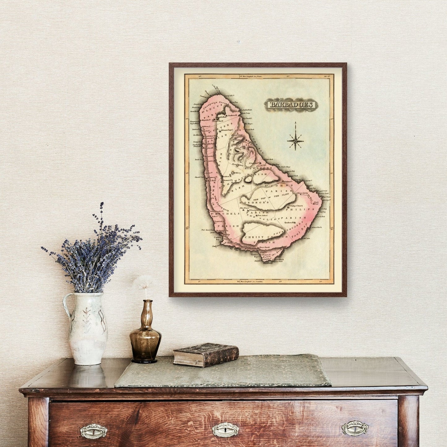 Vintage Map of Barbados, 1823