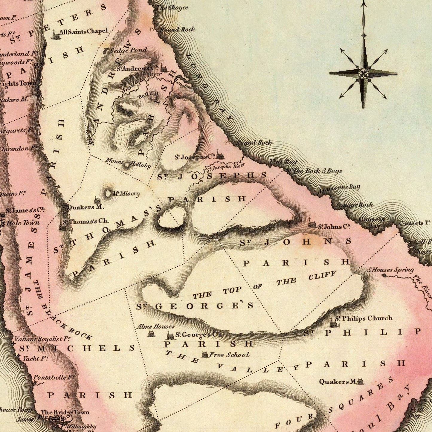 Vintage Map of Barbados, 1823