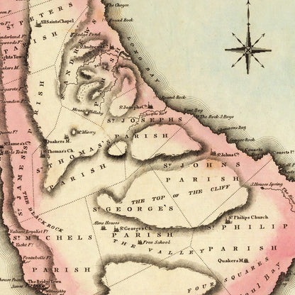 Vintage Map of Barbados, 1823