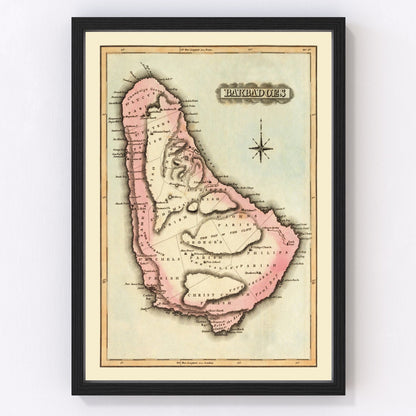 Vintage map of Barbados, 1823