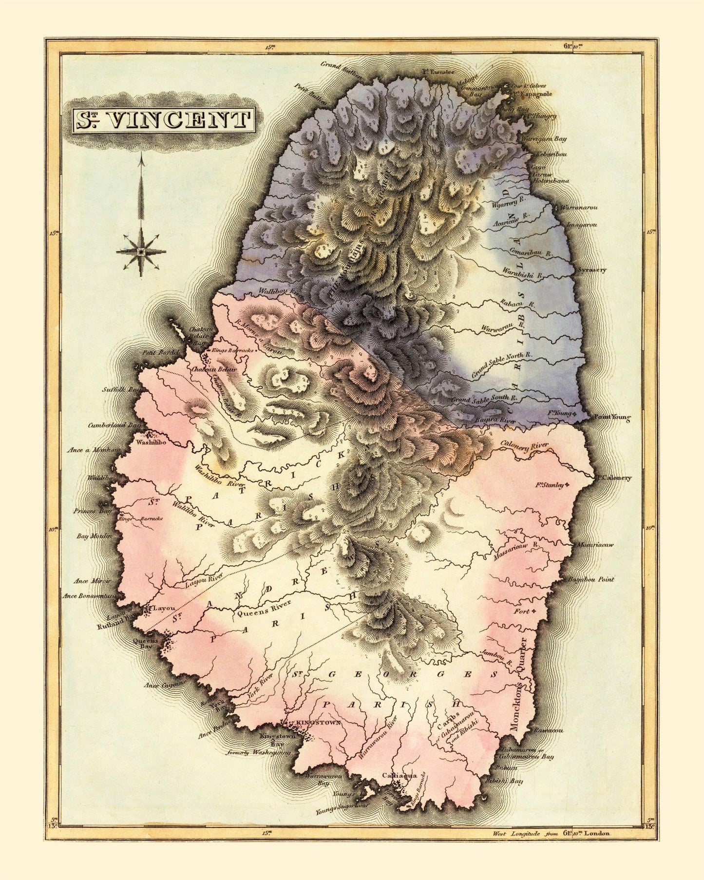 Vintage Map of St. Vincent, 1823