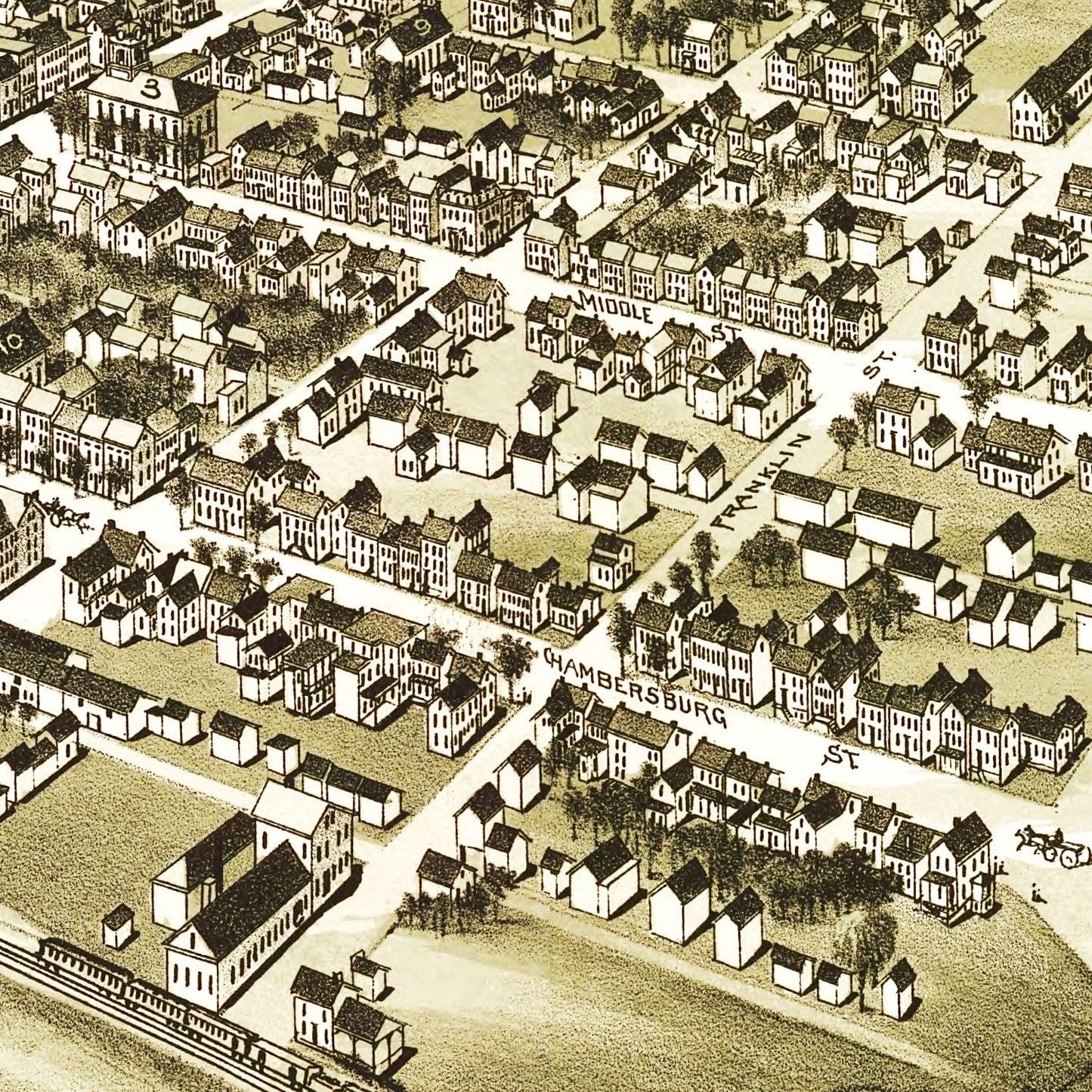 Vintage Map of Gettysburg, Pennsylvania, 1888