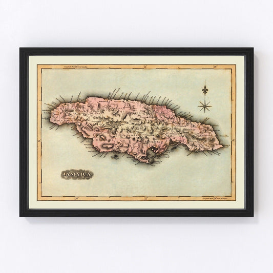 Vintage map of Jamaica, 1823