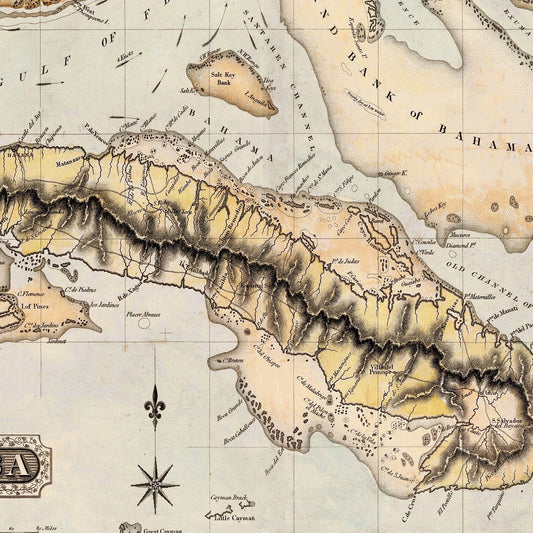 Vintage Map of Cuba 1823