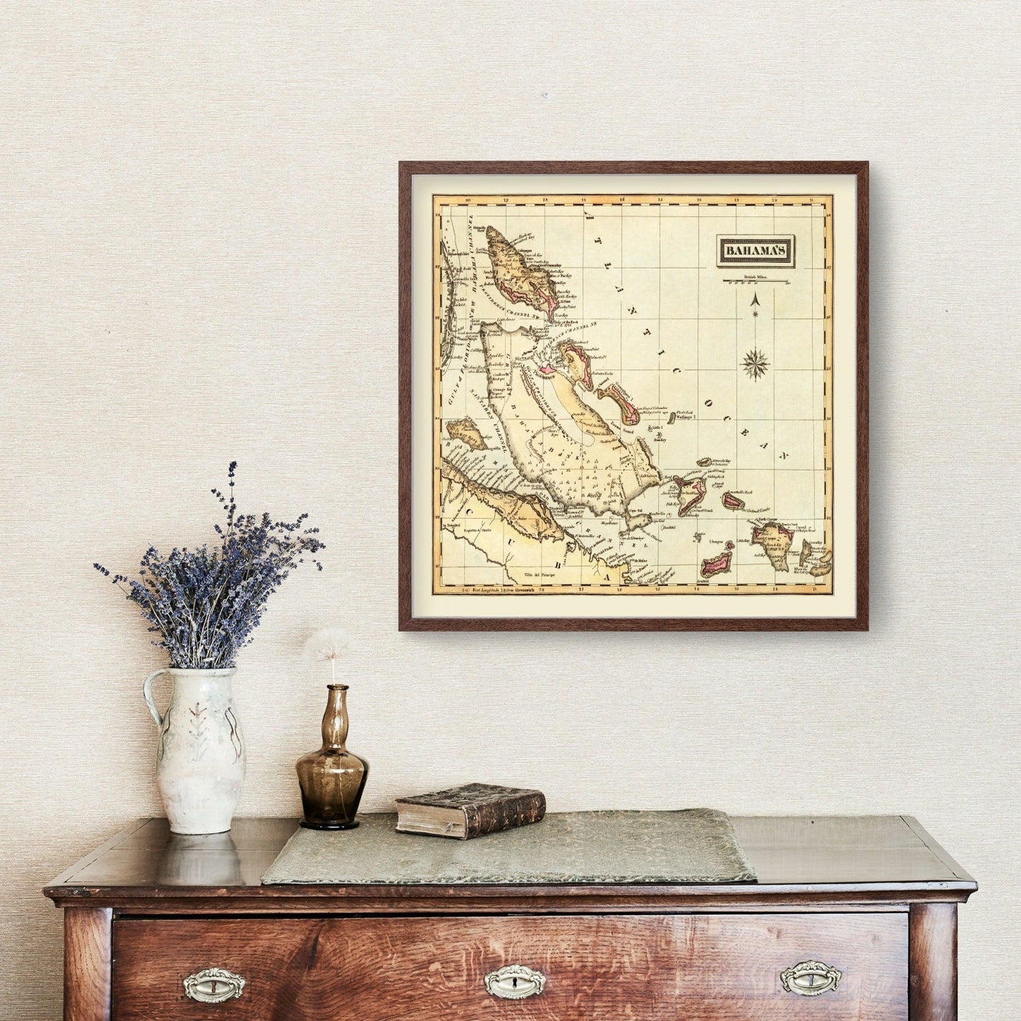 Vintage Map of the Bahamas, 1823