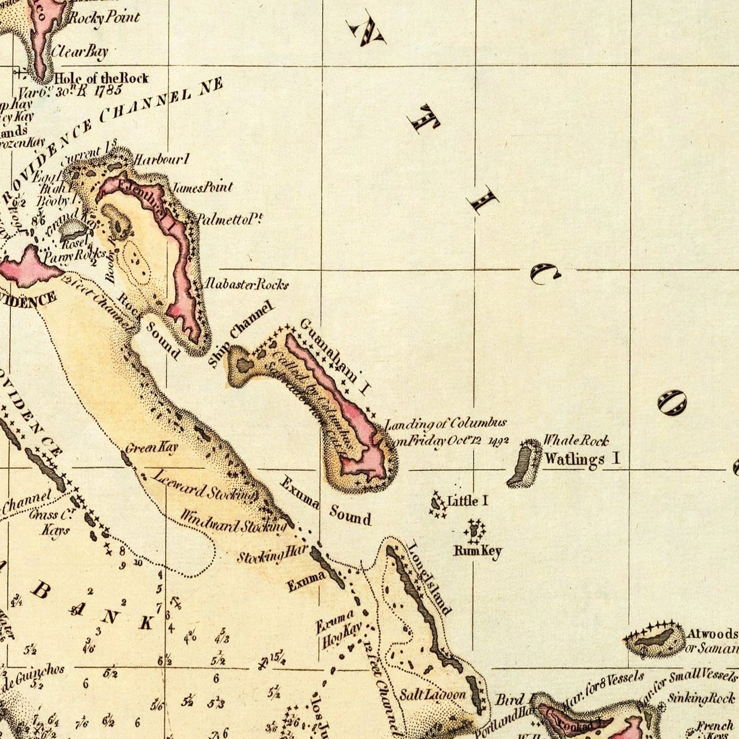 Vintage Map of the Bahamas, 1823