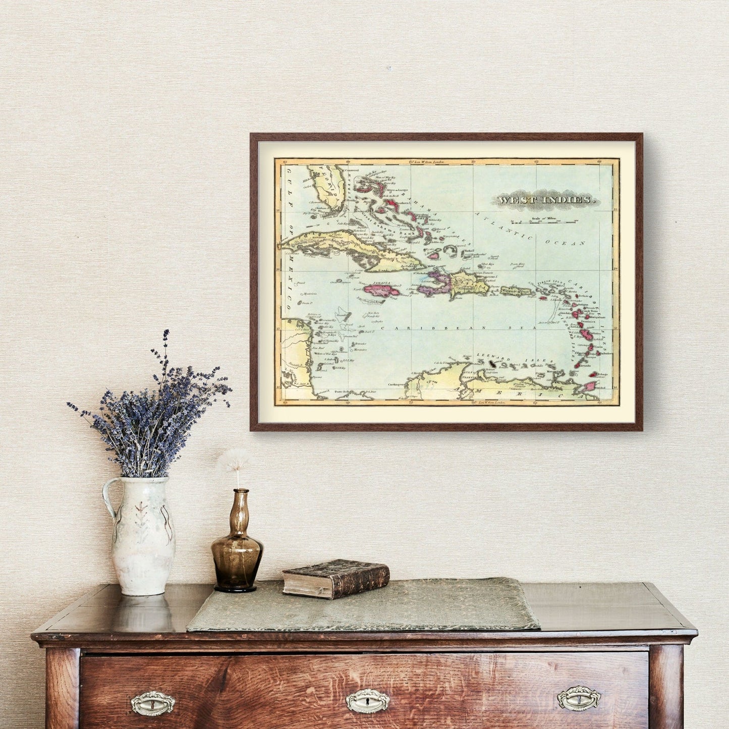 Vintage Map of the West Indies, 1823