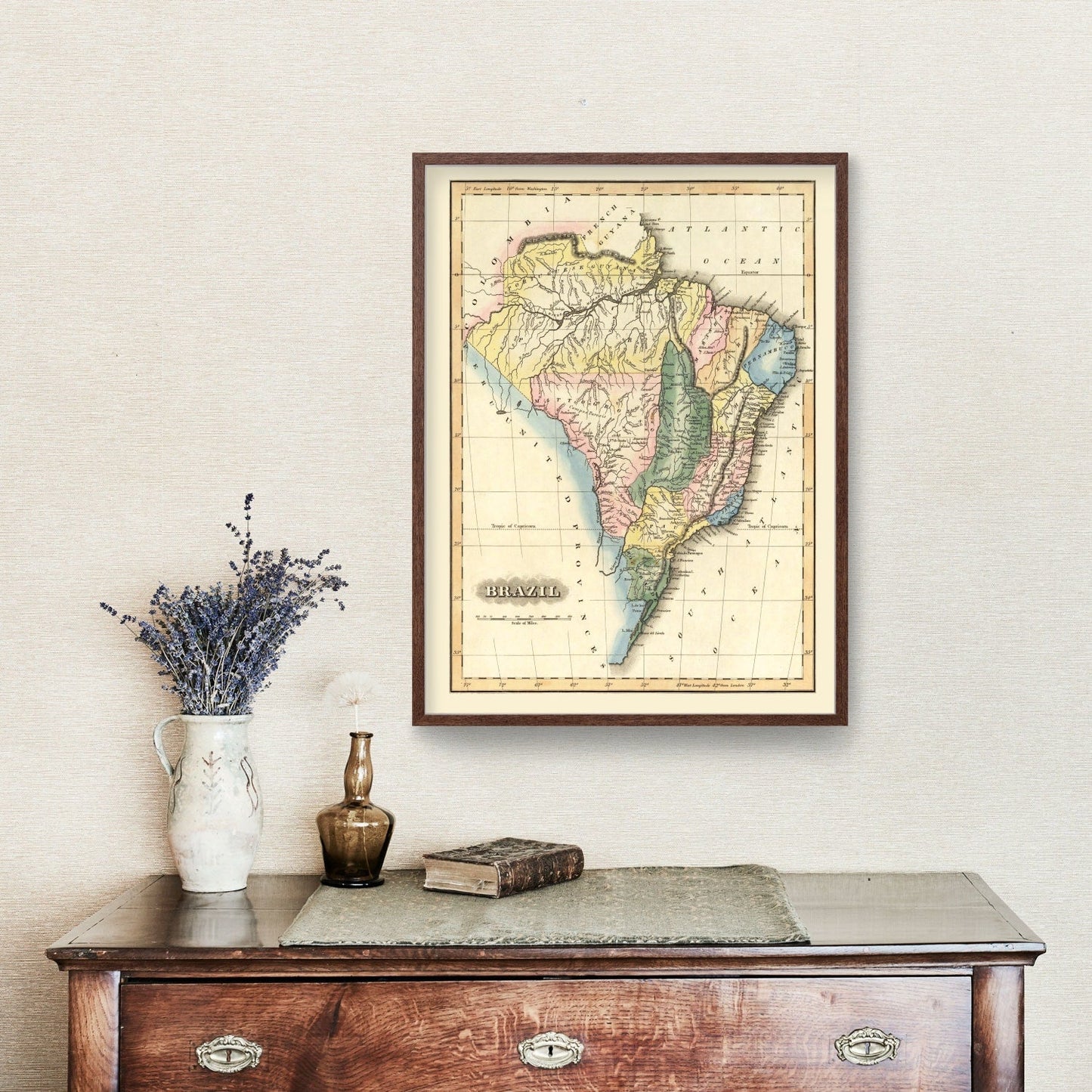 Vintage Map of Brazil 1823