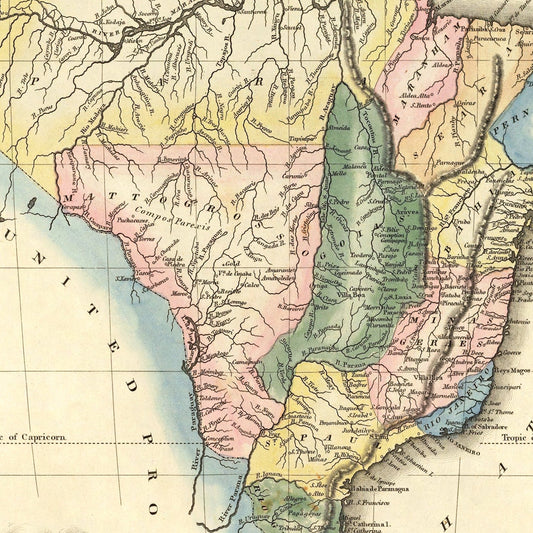 Vintage Map of Brazil 1823