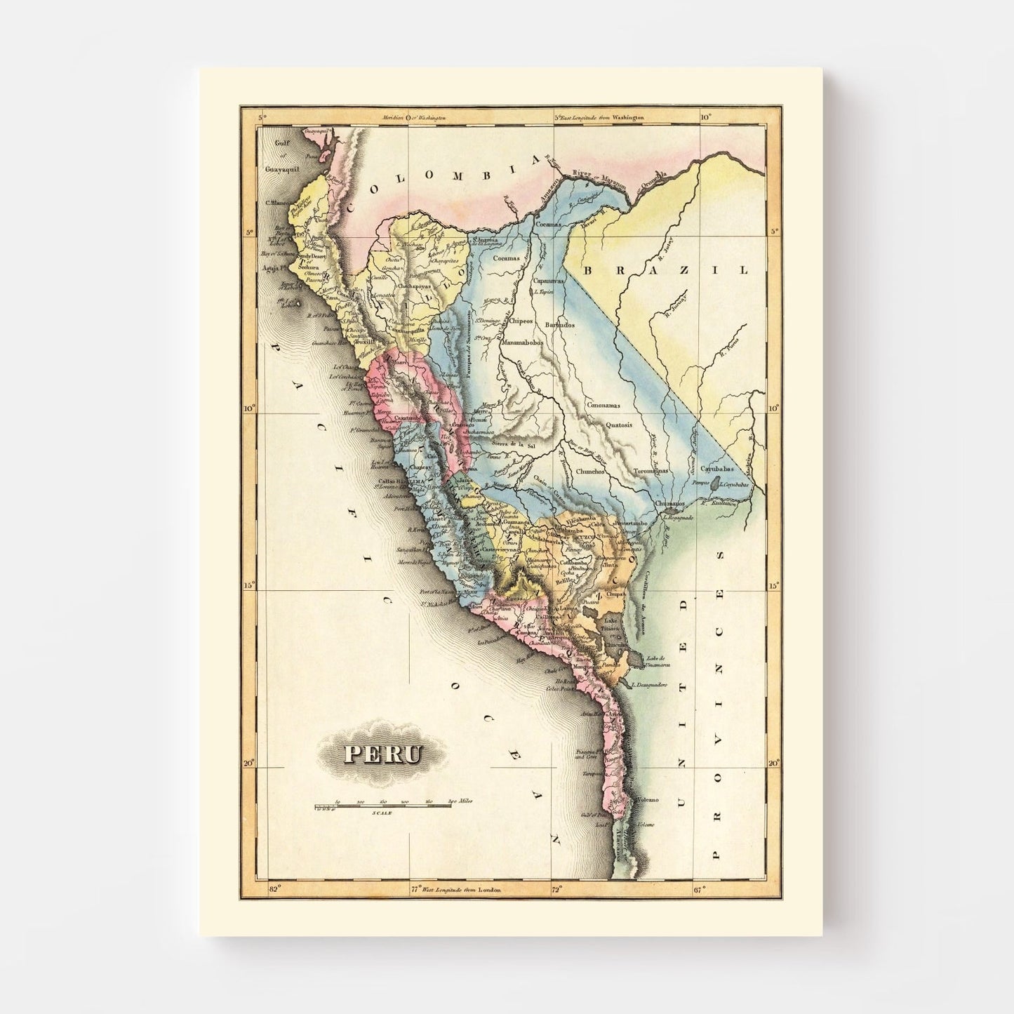 Vintage Map of Peru, 1823