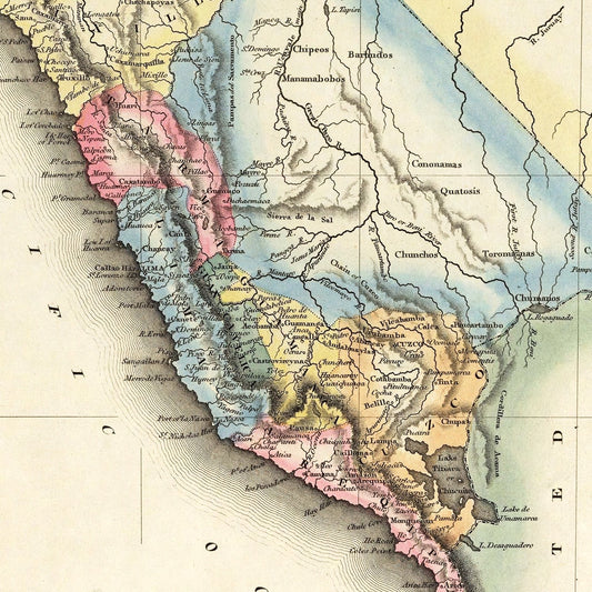 Vintage Map of Peru, 1823