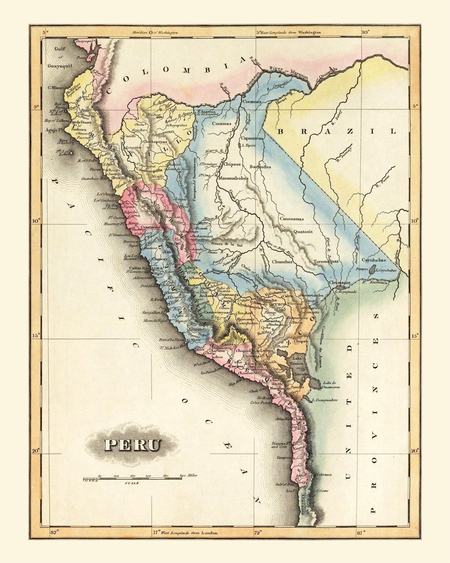 Vintage Map of Peru, 1823