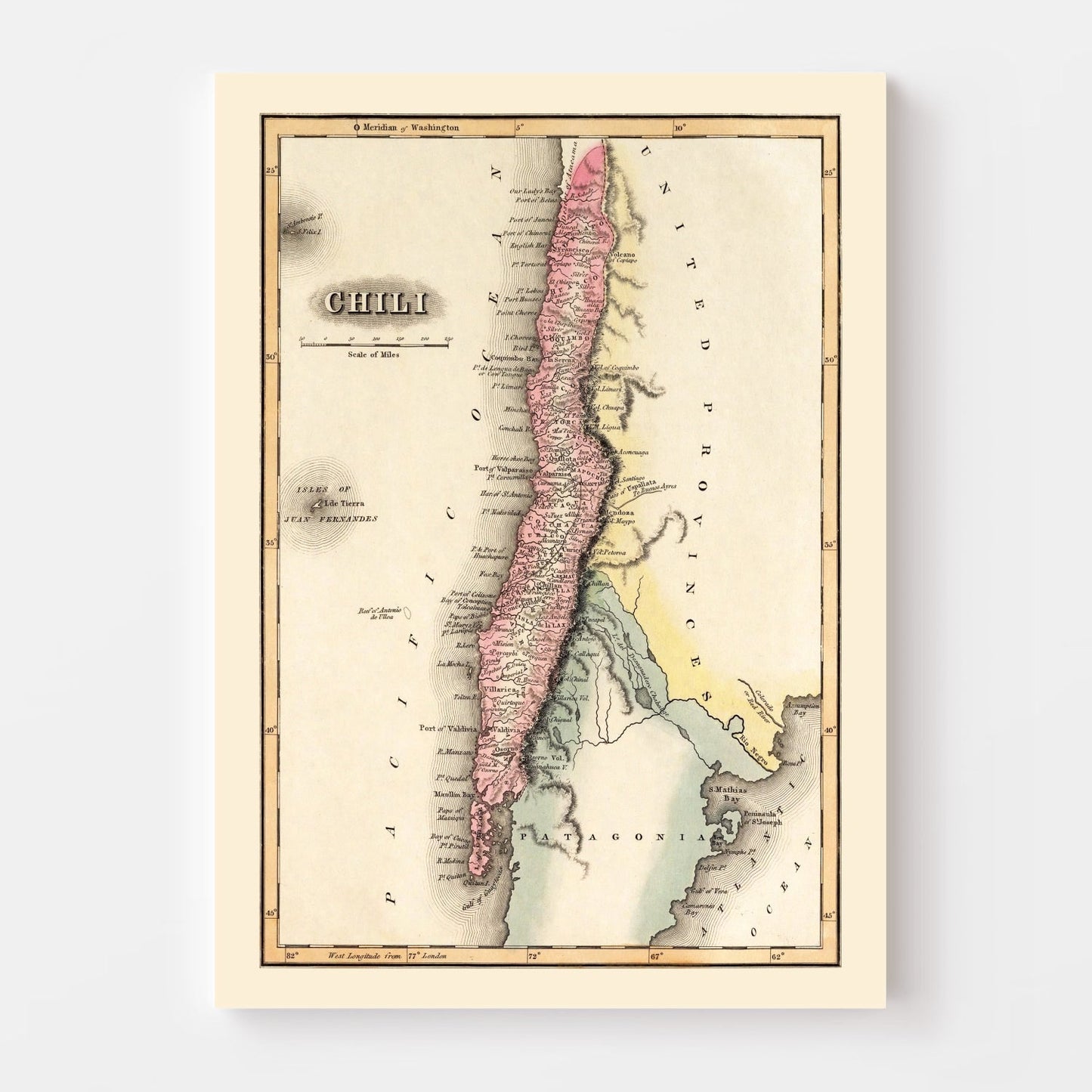 Vintage Map of Chile, 1823