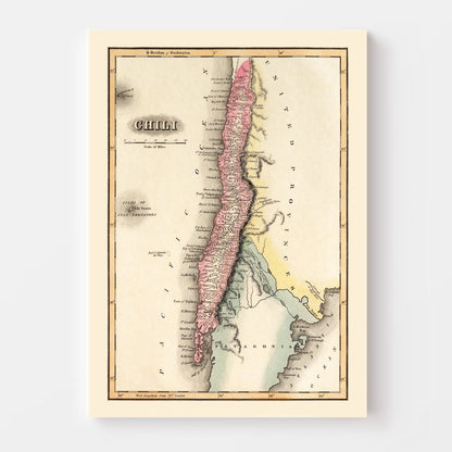 Vintage Map of Chile, 1823
