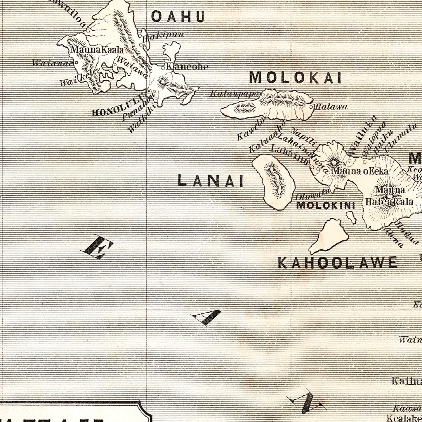 Vintage Map of Hawaii, 1848