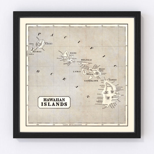Vintage map of Hawaii, 1848