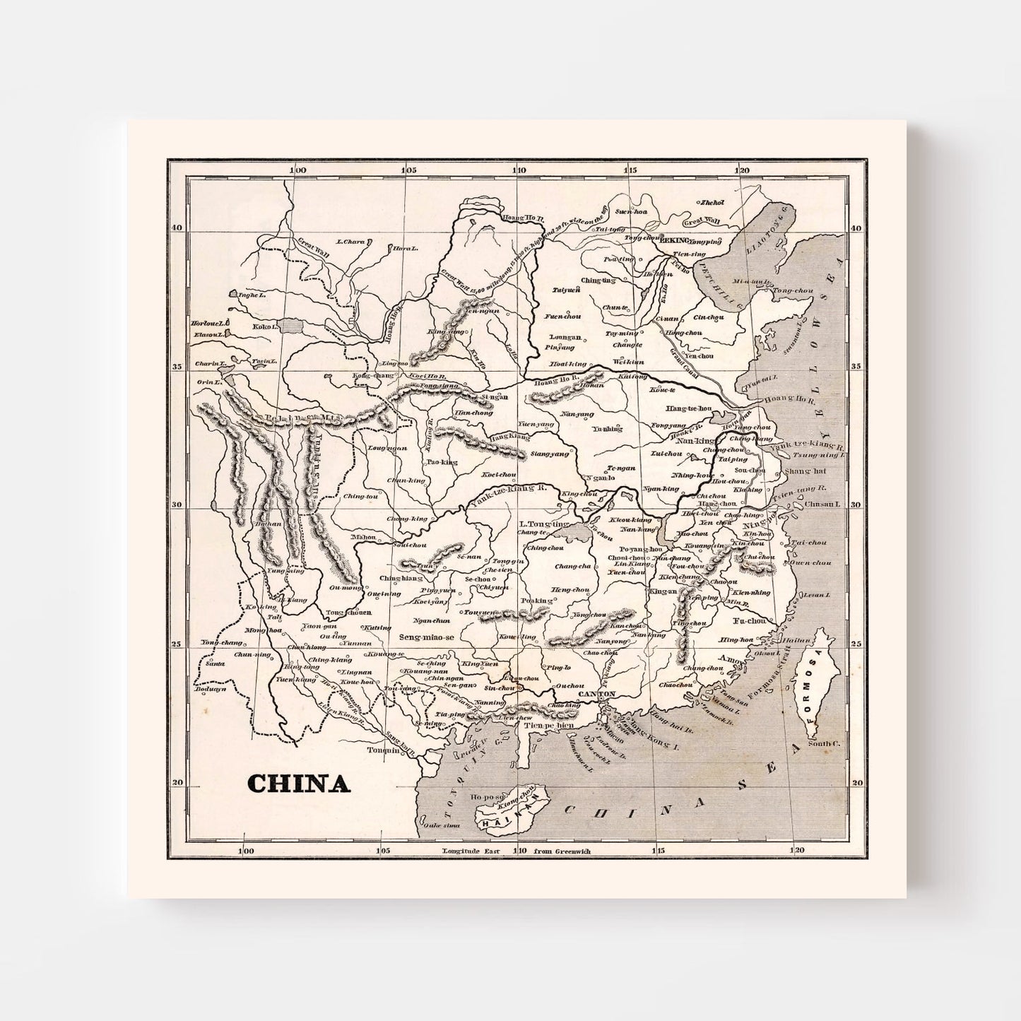 Vintage Map of China, 1848