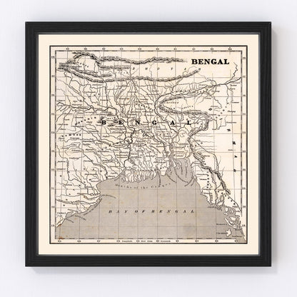 Vintage map of Bengal, India, 1848