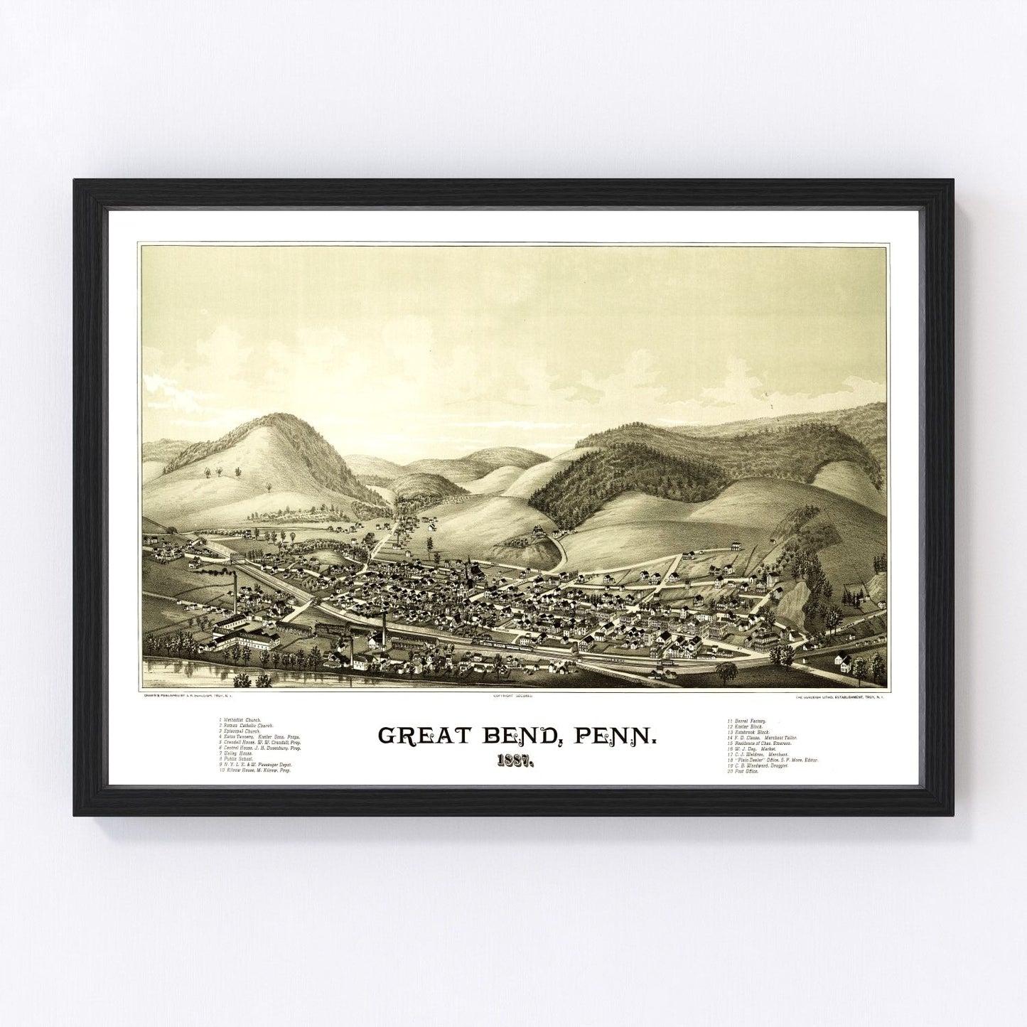 Vintage map of Great Bend, Pennsylvania, 1887