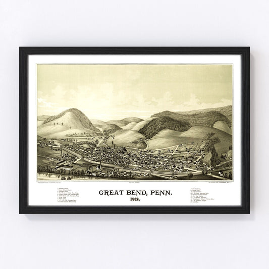 Vintage map of Great Bend, Pennsylvania, 1887