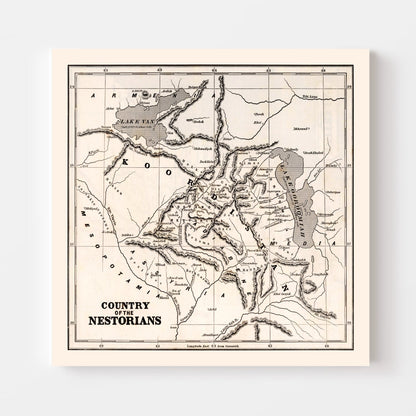 Vintage Map of the Country of the Nestorians, 1848