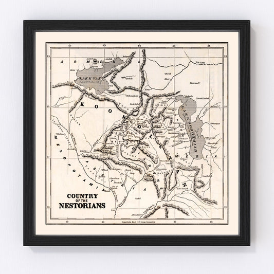 vintage map of the country of the Nestorians, 1848