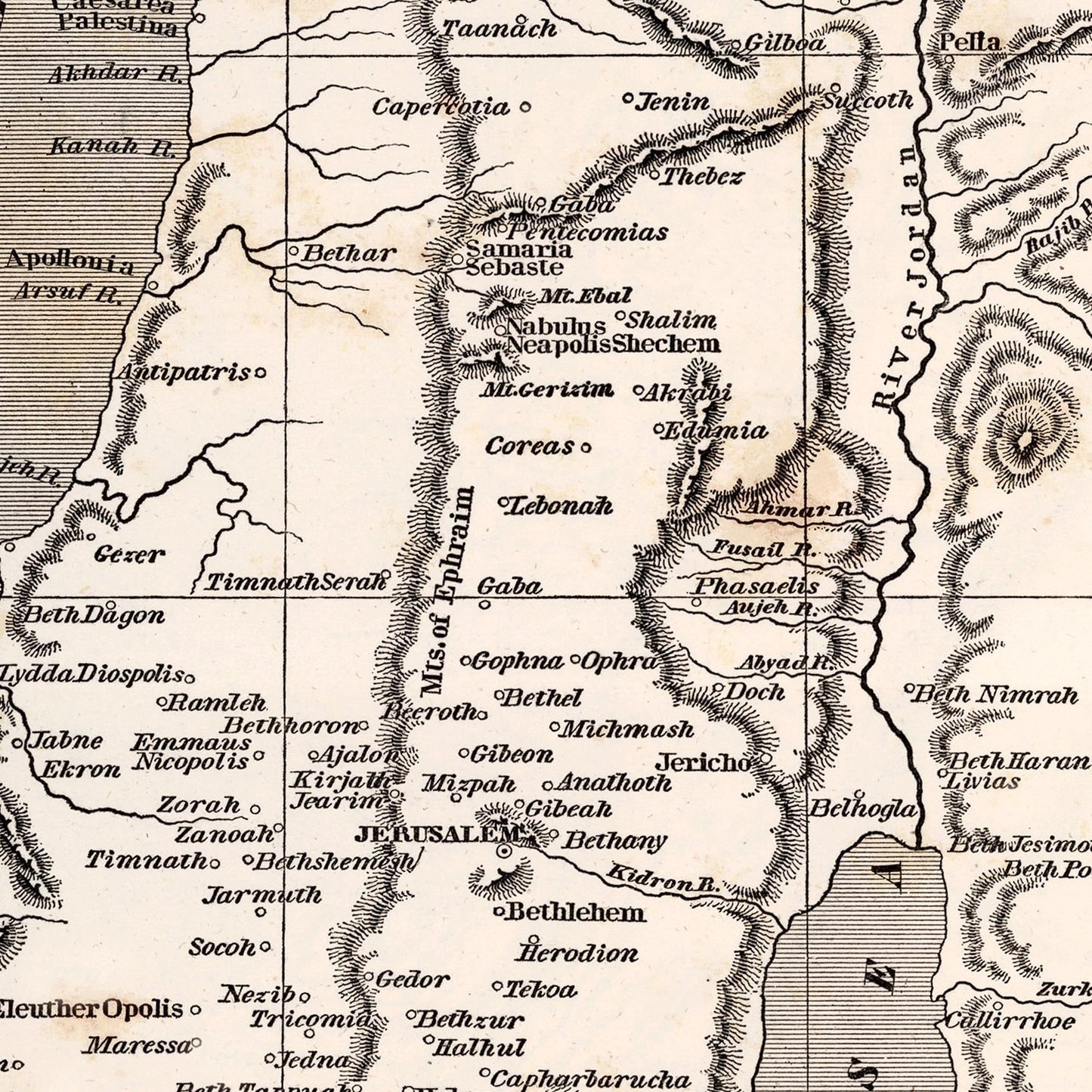 Vintage Map of Palestine, 1848