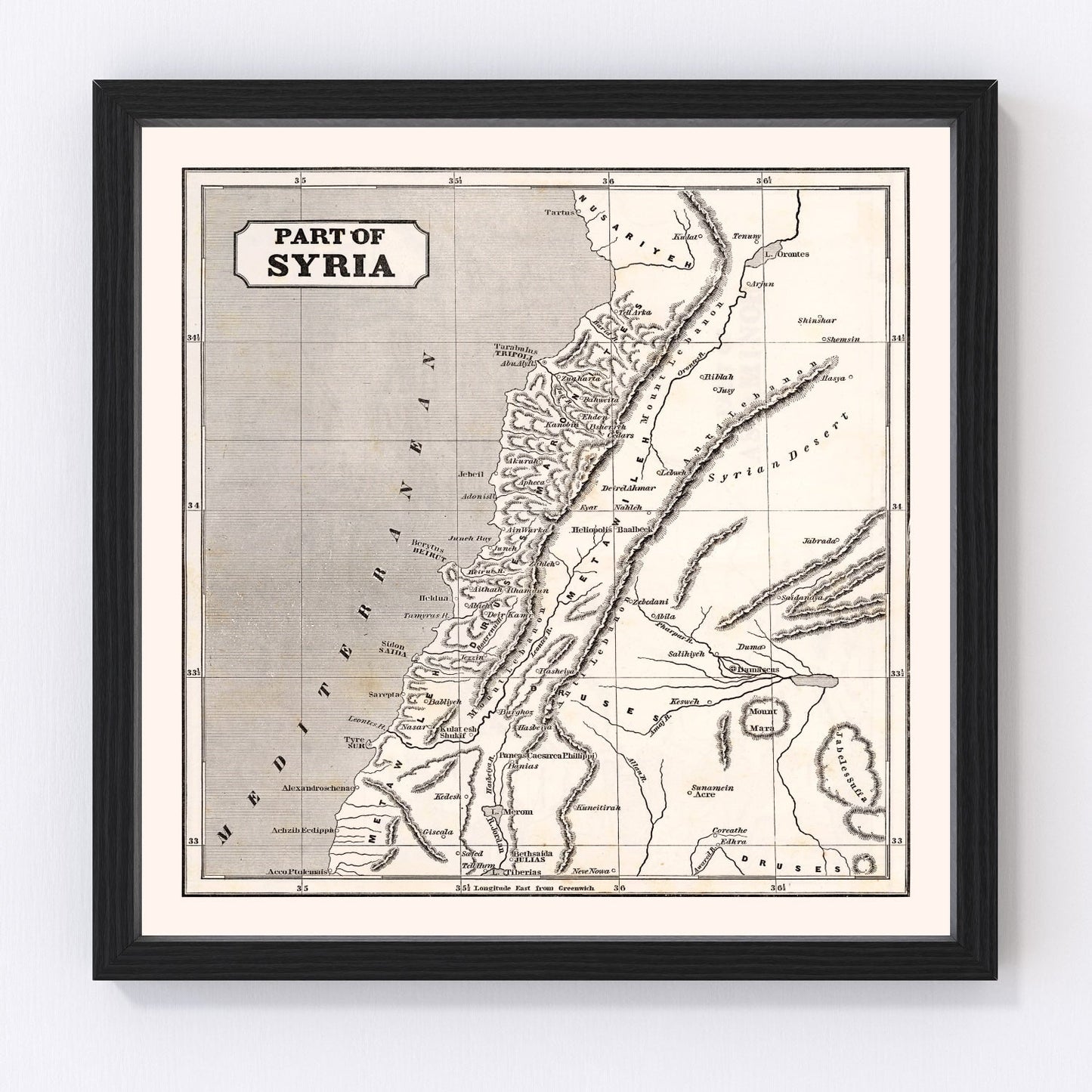 Vintage map of Syria, 1848