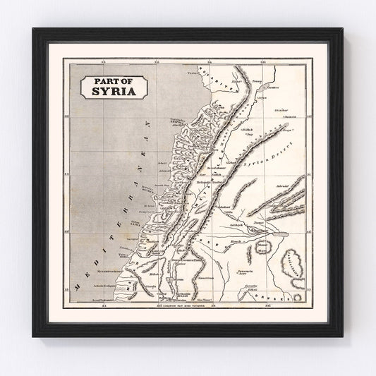 Vintage map of Syria, 1848