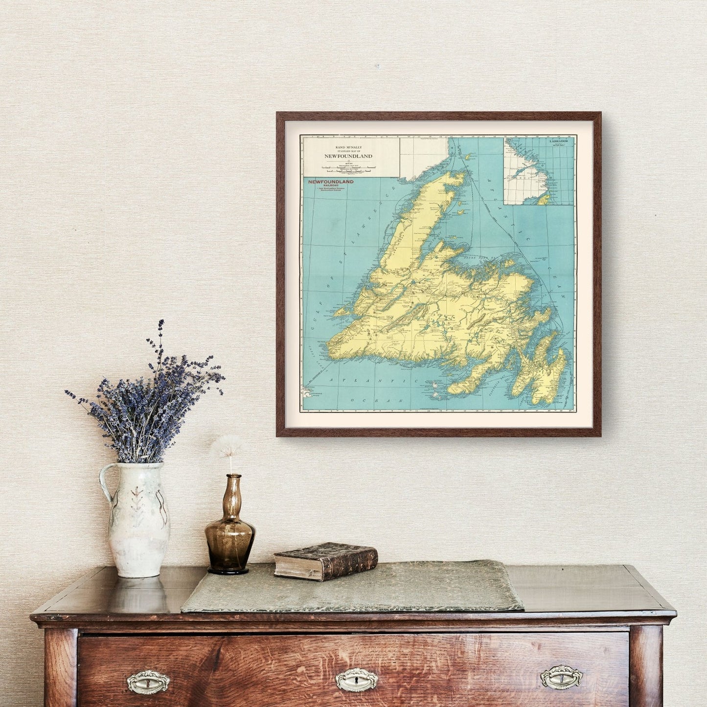 Vintage Map of Newfoundland, Canada, 1924