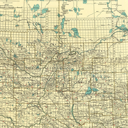 Vintage Map of Saskatchewan, Canada, 1924