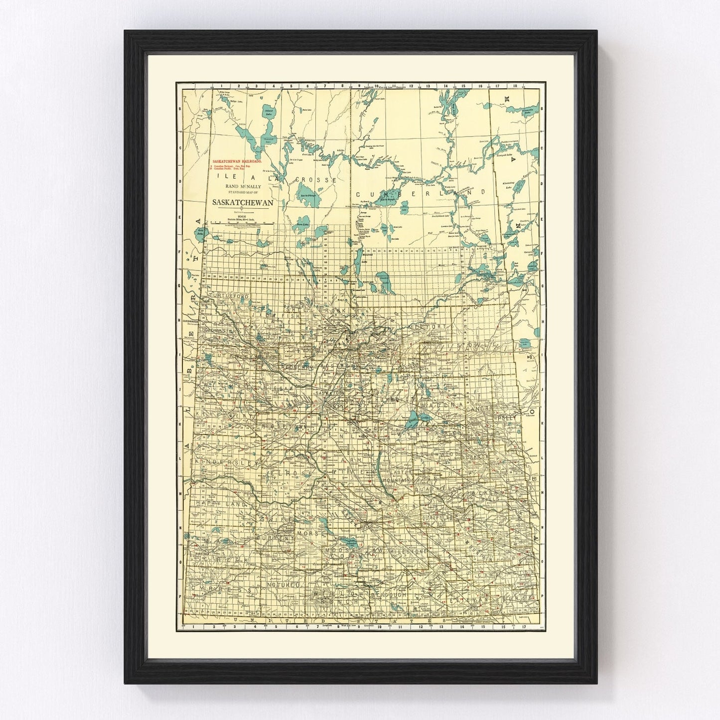 vintage map of Saskatchewan, Canada, 1924