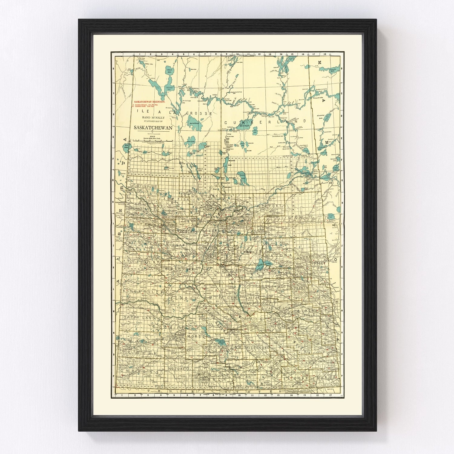 vintage map of Saskatchewan, Canada, 1924