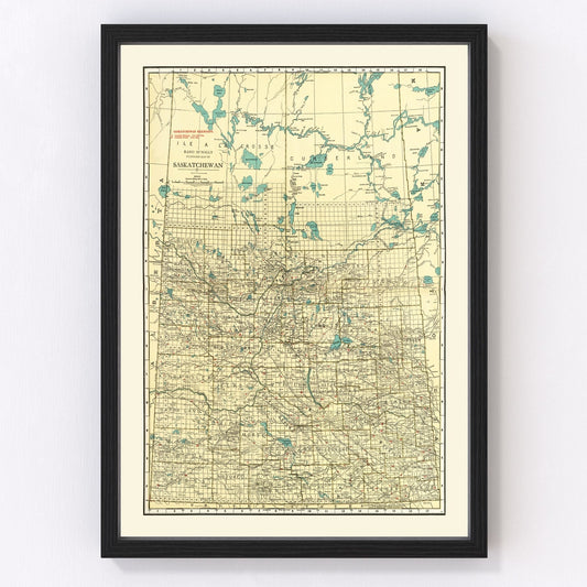 vintage map of Saskatchewan, Canada, 1924