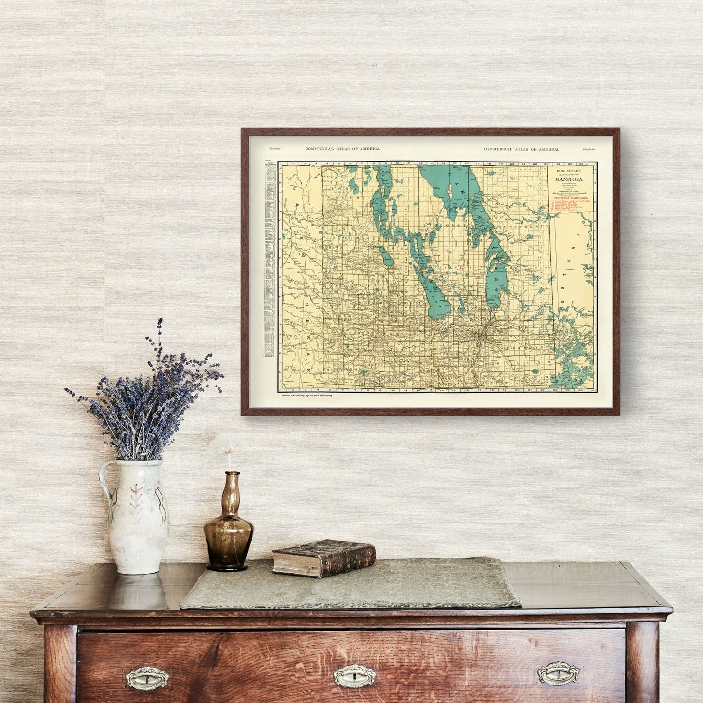 Vintage Map of Manitoba, Canada, 1924