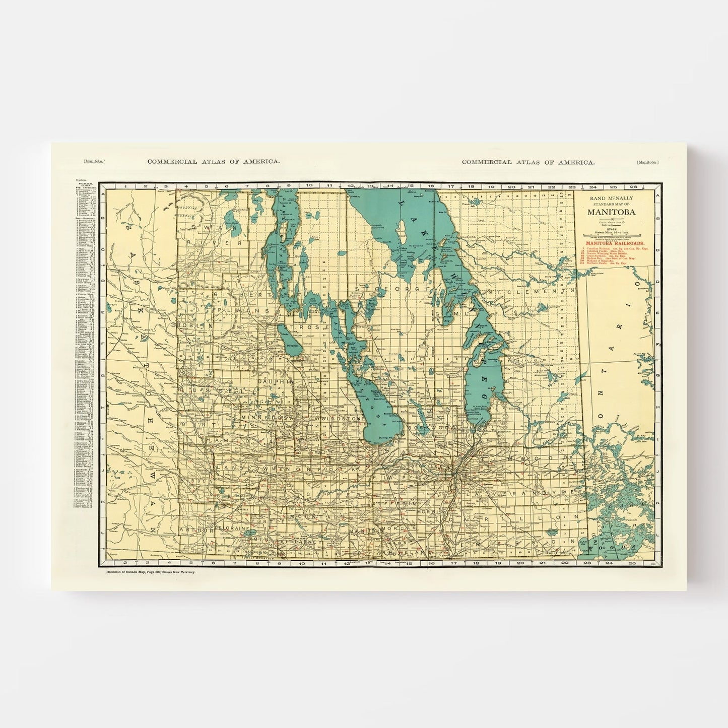 Vintage Map of Manitoba, Canada, 1924