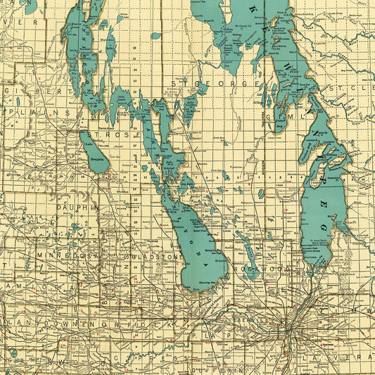 Vintage Map of Manitoba, Canada, 1924