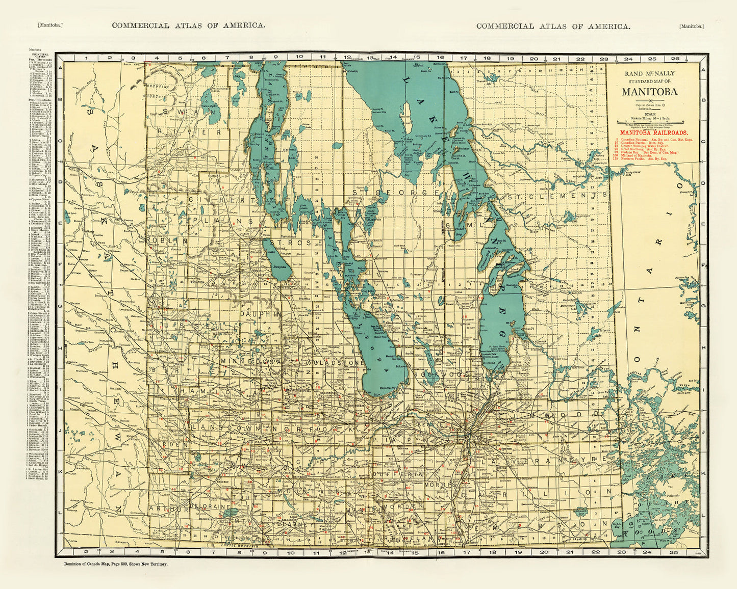 Vintage Map of Manitoba, Canada, 1924