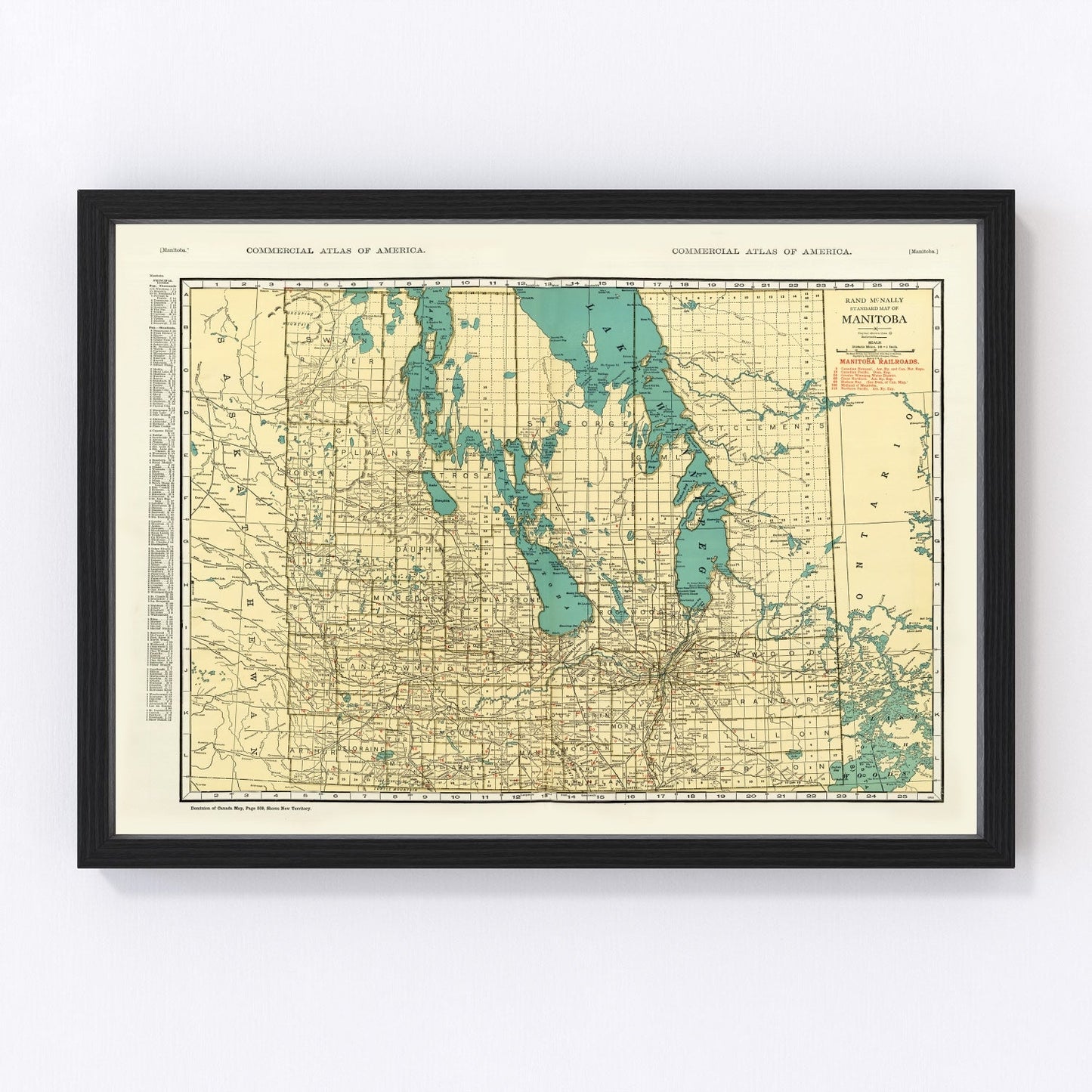 Vintage map of Manitoba, Canada, 1924